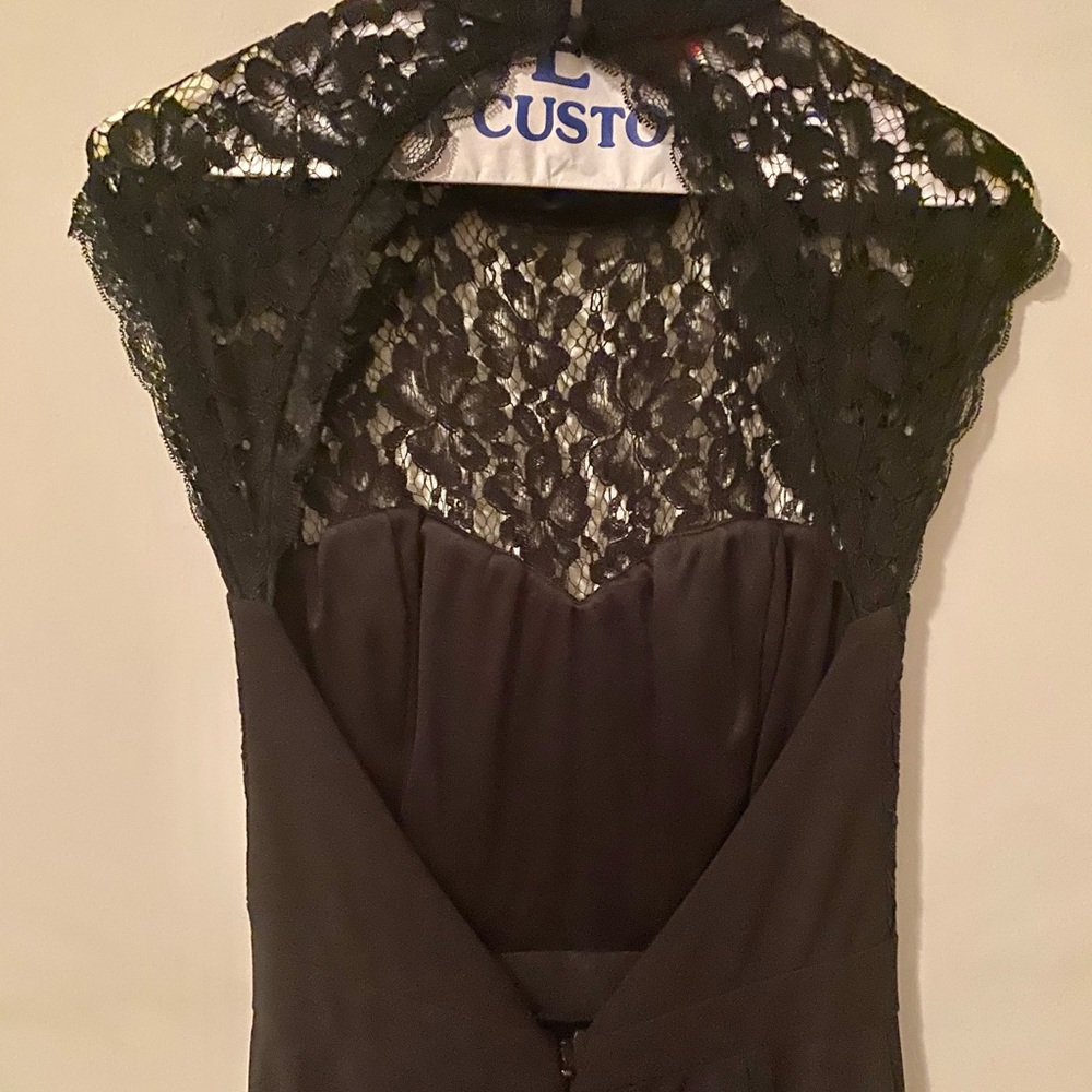 Floor length black lace dress